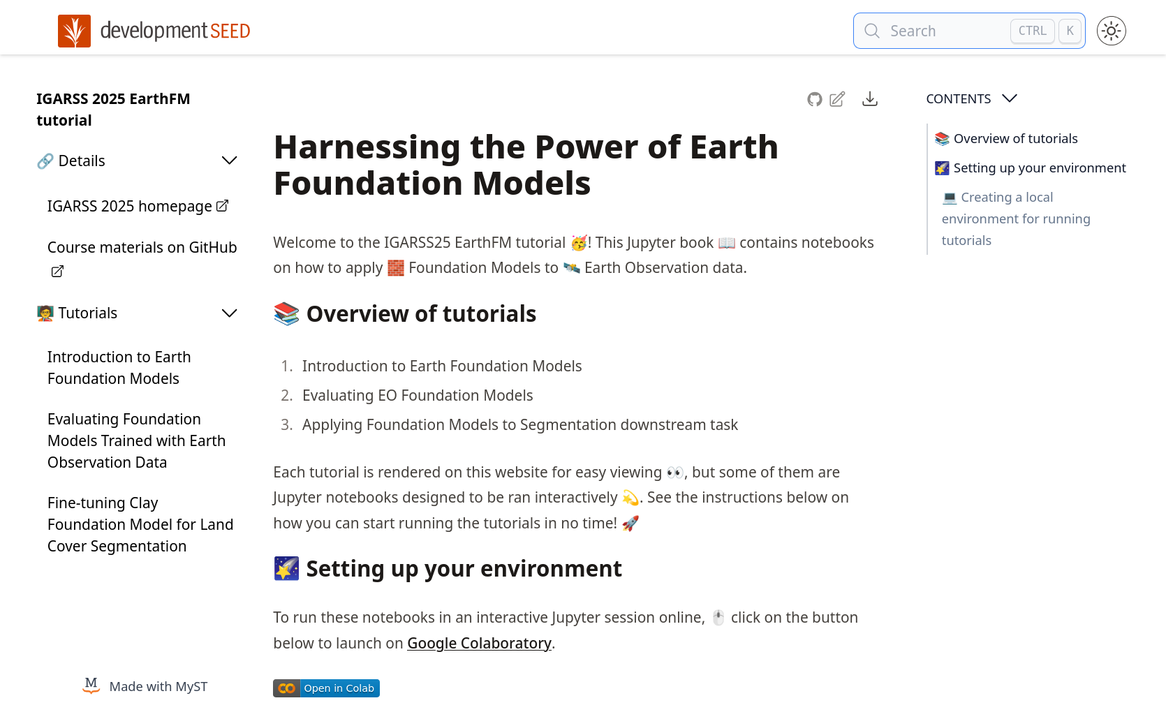 IGARSS 2025 tutorial: Harnessing the Power of Earth Foundation Models